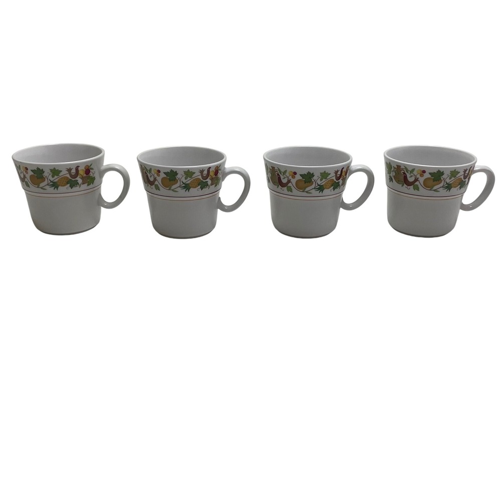 Noritake Progression Homecoming Coffee Mugs Set‎ of 4 Fruit Vines Thanksgiving